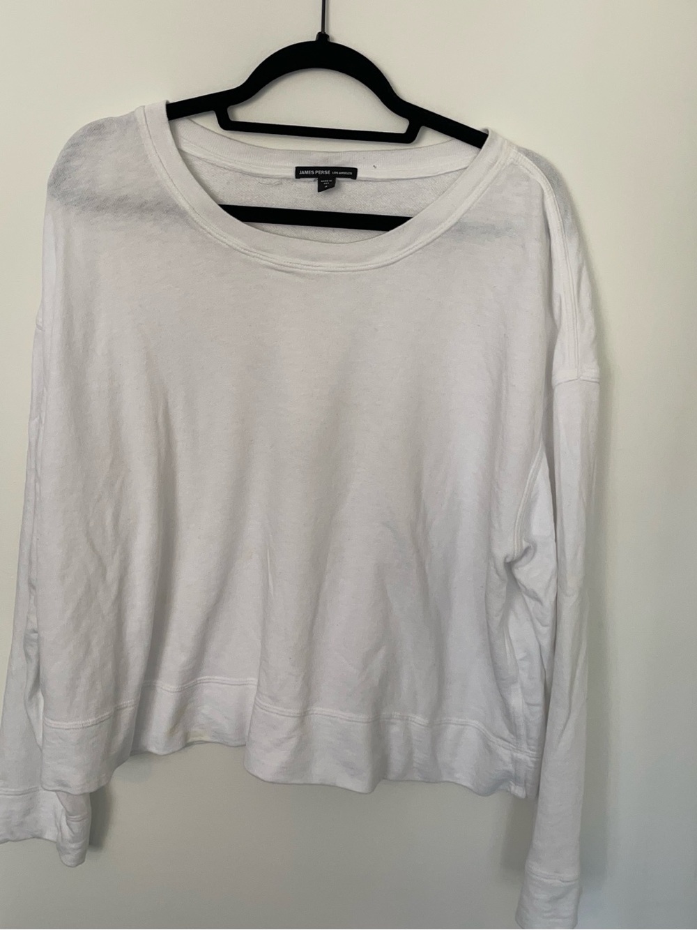 James Perse White Relaxed Crewneck Sweatshirt - Picture 3 of 5